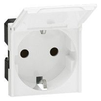 Legrand 077219 Schuko Steckdose (SL) Klappdeckel 2-modulig Mosaic ultaweiß