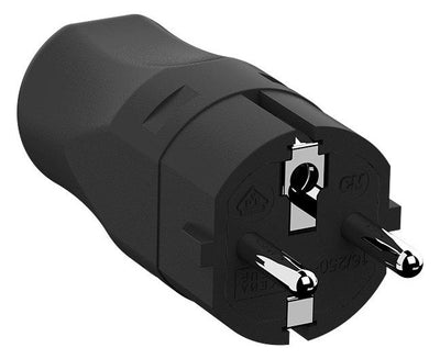 Bachmann 960.101 SCHUKO Zentralstecker schwarz große Ausf. robust m.Knickschutz