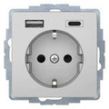 Berker 48046084 Steckdose SCHUKO/USB A-C Q.1/Q.3 alu samt lackiert