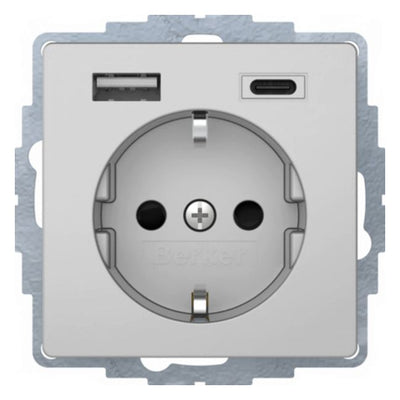 Berker 48046084 Steckdose SCHUKO/USB A-C Q.1/Q.3 alu samt lackiert