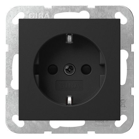 GIRA 4755005 SCHUKO-Steckdose m.Shutter o.Krallen System 55 Schwarz matt (lack.)