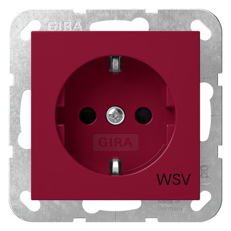 GIRA 4453108 SCHUKO-Steckdose m.Shutter WSV System 55 Rot glänzend