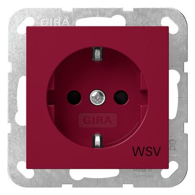 GIRA 4453108 SCHUKO-Steckdose m.Shutter WSV System 55 Rot glänzend