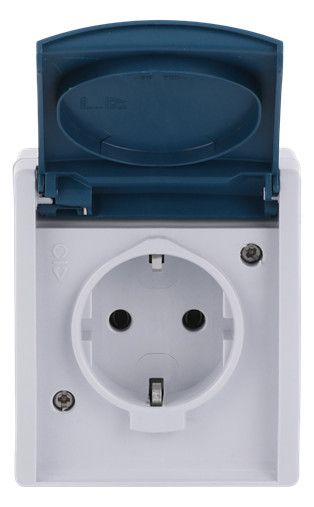 BJ 20EW-53 Steckdose m.Klappdeckel ocean IP44 grau/blaugrün