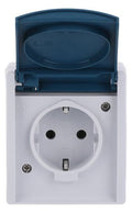BJ 20EW-53 Steckdose m.Klappdeckel ocean IP44 grau/blaugrün