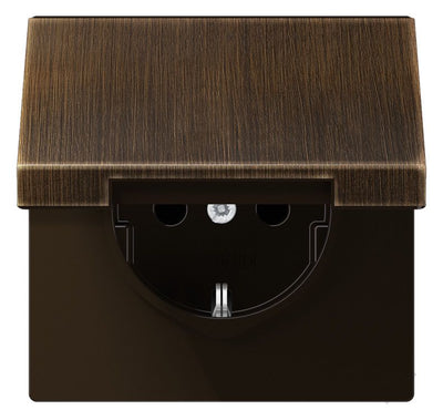Jung ME1520KLAT SCHUKO Steckdose Klappdeckel LS Messing antik