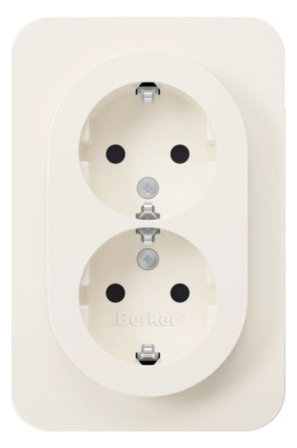 Berker 47592089 Doppelsteckdose SCHUKO Abdeckpl.erh.BS Berker R.1 pws glänzend