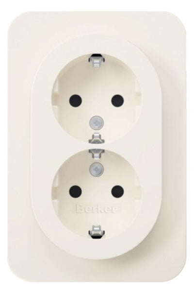 Berker 47592089 Doppelsteckdose SCHUKO Abdeckpl.erh.BS Berker R.1 pws glänzend