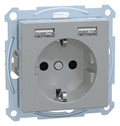 Mert MEG 2366-0460 Schuko-Steckdose m.USB Ladegerät aluminium