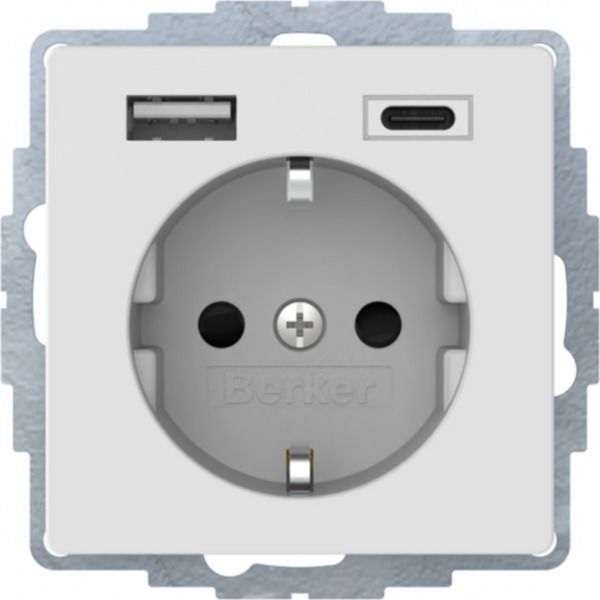 Berker 48046089 Steckdose SCHUKO/USB A-C Q.1/Q.3 polarweiß samt