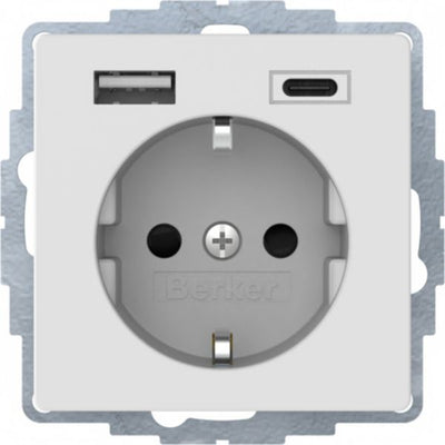 Berker 48046089 Steckdose SCHUKO/USB A-C Q.1/Q.3 polarweiß samt