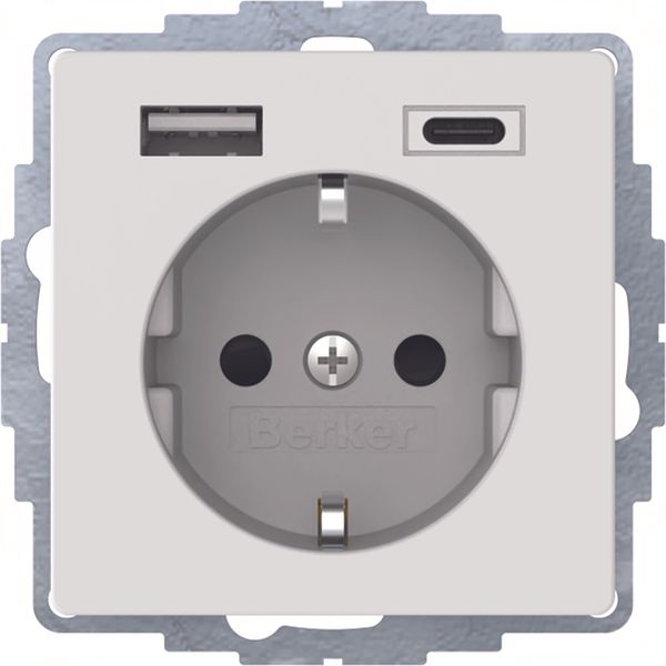 Berker 48046089 Steckdose SCHUKO/USB A-C Q.1/Q.3 polarweiß samt
