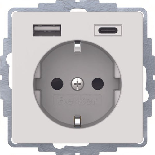 Berker 48046089 Steckdose SCHUKO/USB A-C Q.1/Q.3 polarweiß samt